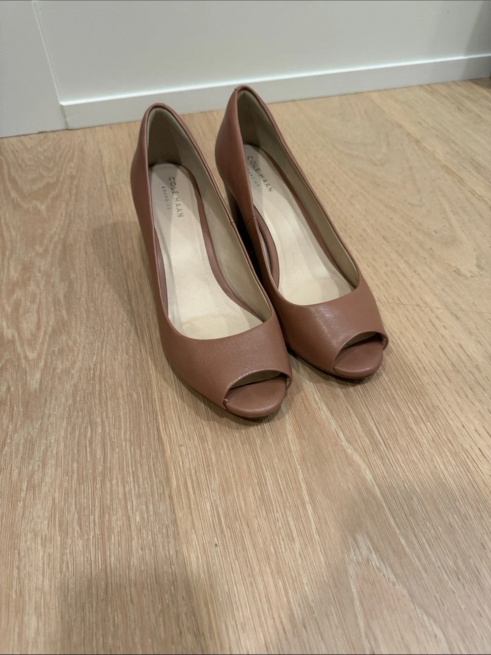 Cole Hahn Wedge Pump in warm nude beige